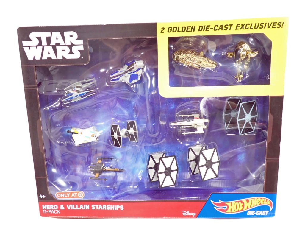 Star Wars Hot Wheels Die Cast Hero & Villain Starships 11 Pack incl 2 Golden Die Cast Exclusives (1 of 13)