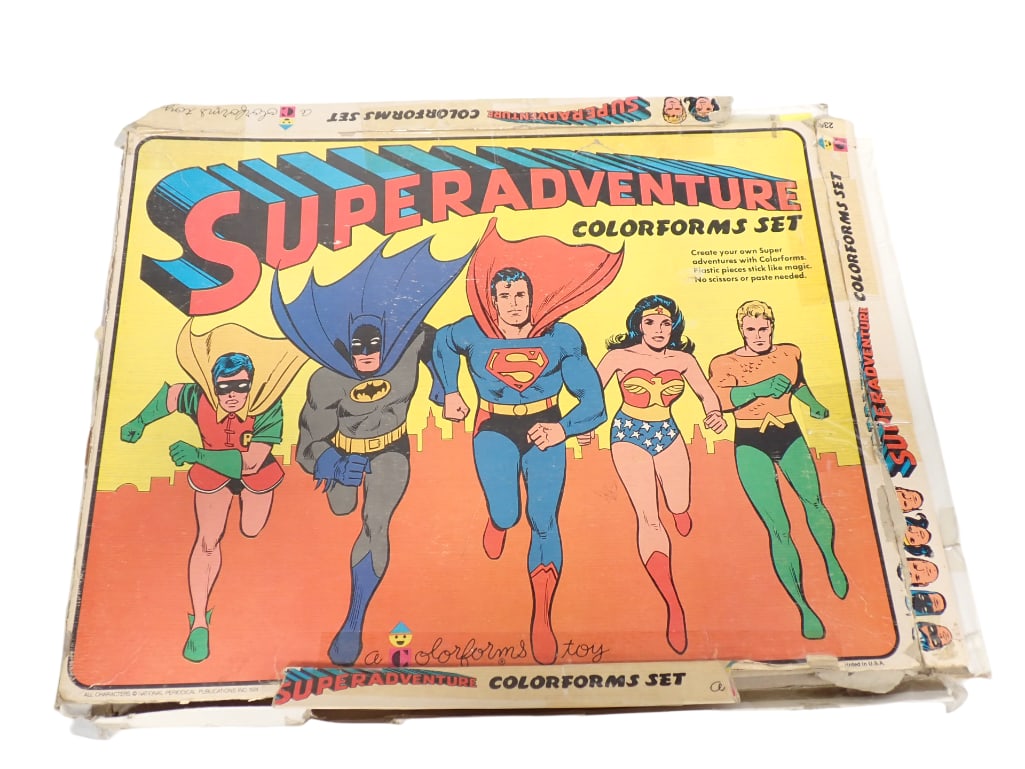 Superadventures Colorforms Set Vintage Toy Superman, Batman, Robin, Wonder Woman, etc: Superadventures Colorforms Set Vintage Toy Superman, Batman, Robin, Wonder Woman, etc .? Includes everything that you see in the pictures.? Not checked for completeness Live Auctioneers is now offerin