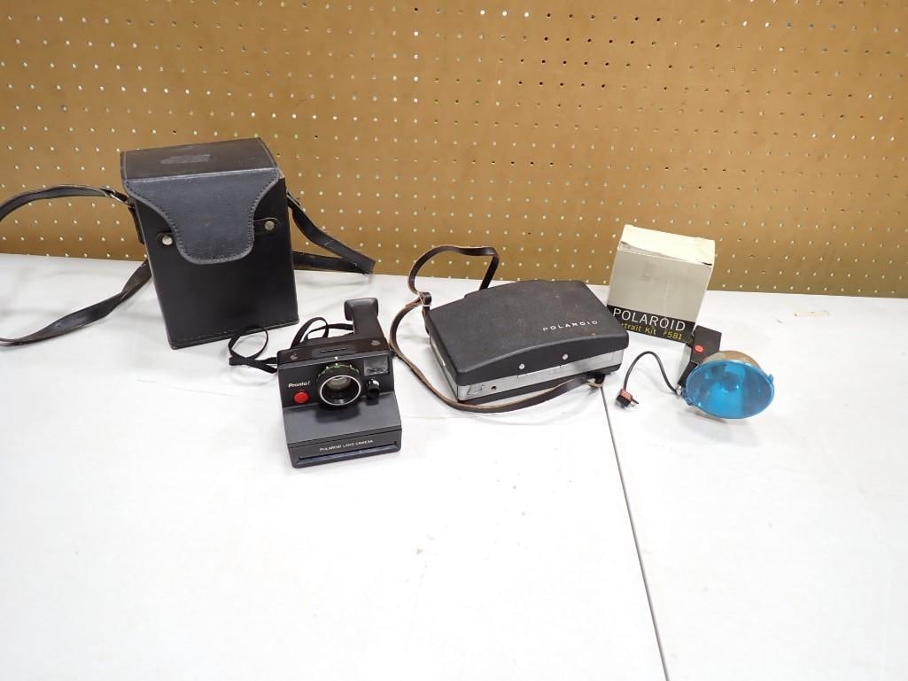 Vintage Polaroid Camera Lot including Land Camera, Case, Flash, etc. (1 of 5)