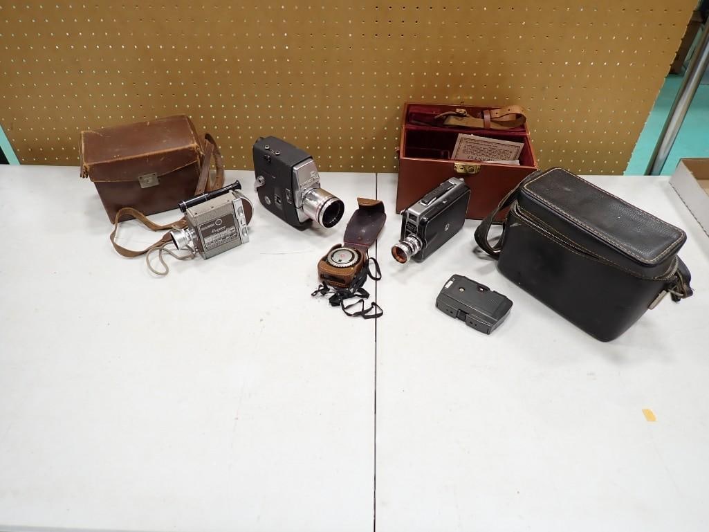 Lot of Vintage 8 MM Video Cameras, cases, accessories, etc. including Revere, Optronic Eye, Keystone (1 of 5)