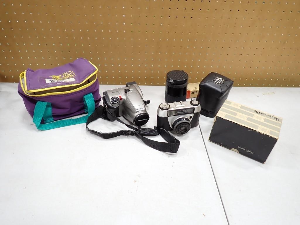 Vintage Camera Lot including Olympus, Regula Sprinty B, Accessories, etc.: Vintage Camera Lot including Olympus, Regula Sprinty B, Accessories, etc. Live Auctioneers is now offering Live Shipping through them. This is an optional payment/shipping system. If you would like to
