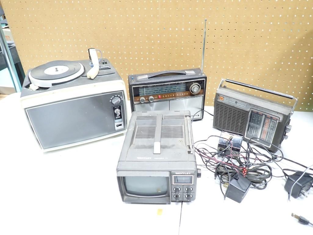 Vintage Electronics including Bentley Portable TV, GE Record Player, Radios, etc (1 of 8)