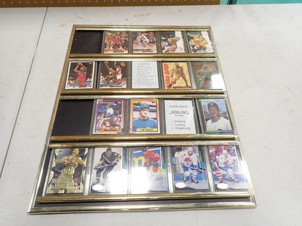 Framed Sports Card Display with slide out cards - probably some good cards with it too (1 of 10)
