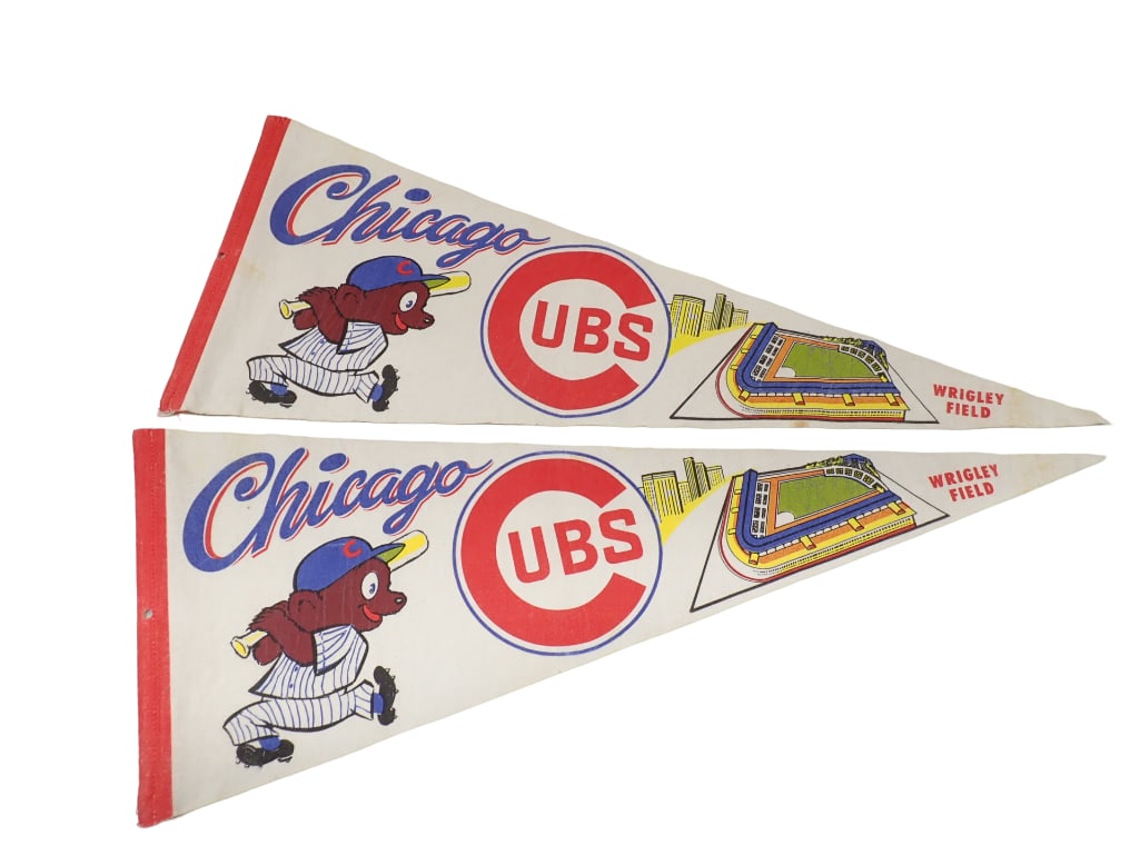 2 Vintage 1960s Chicago Cubs Baseball Pennants (1 of 8)