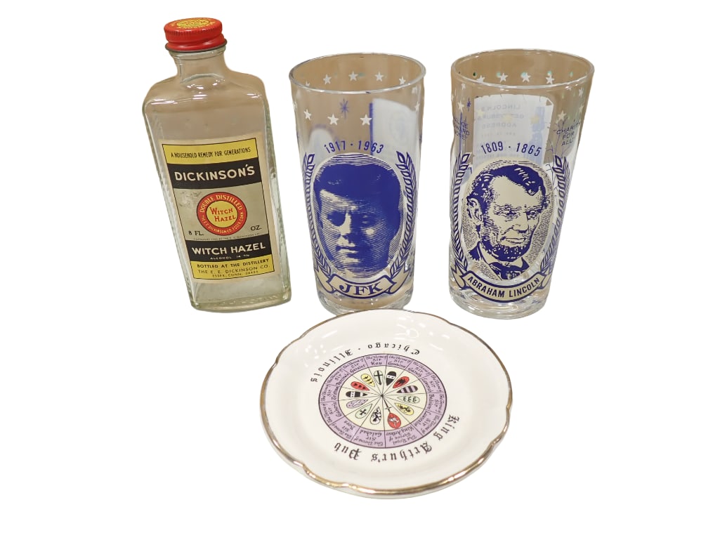 Vintage Presidential Tumblers incl JFK and Lincoln, King Aurthur's Pub Ashtray or Trinket Dish, (1 of 10)