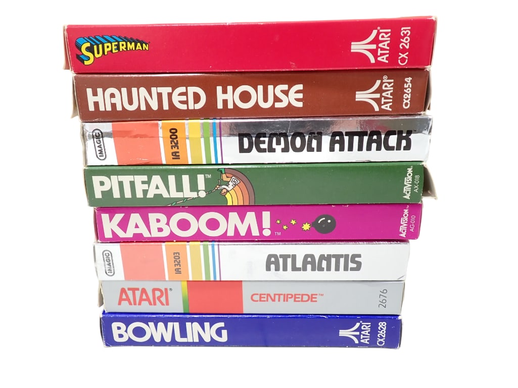 8 Video Games incl Atari Superman, Atari Haunted House, Imagic Demon Attack, Activision Pitfall! (1 of 8)