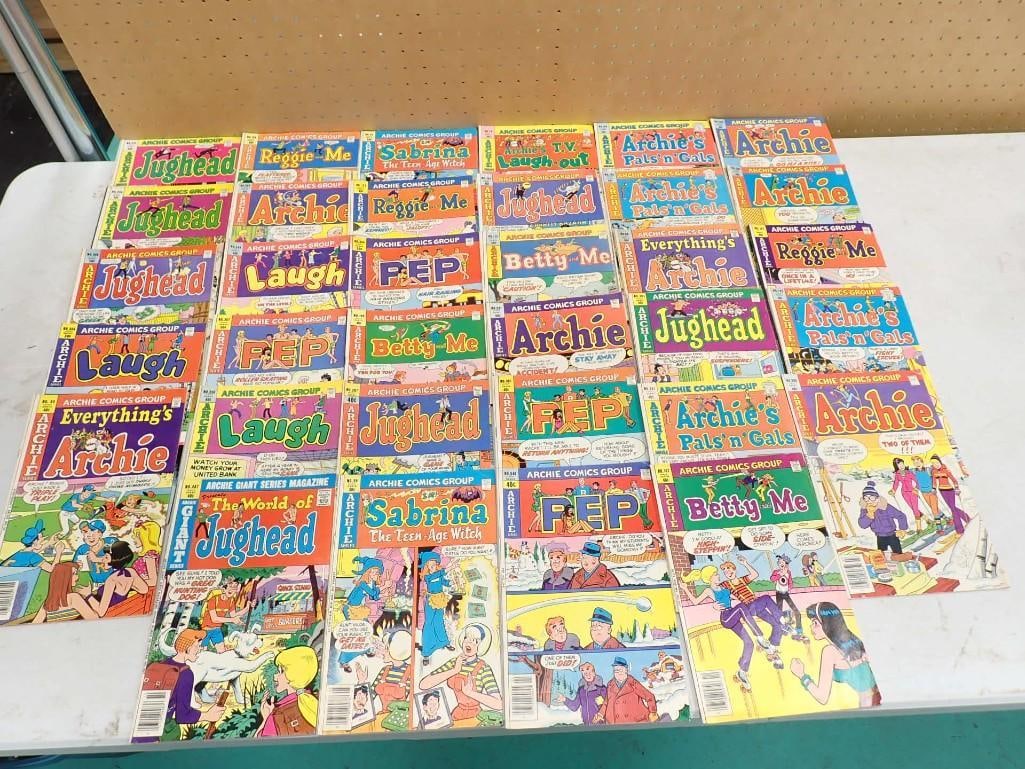 34 Comic Books incl 40 cent and 50 cent incl Archie, Reggie and Me, Pep, Laugh, (1 of 8)