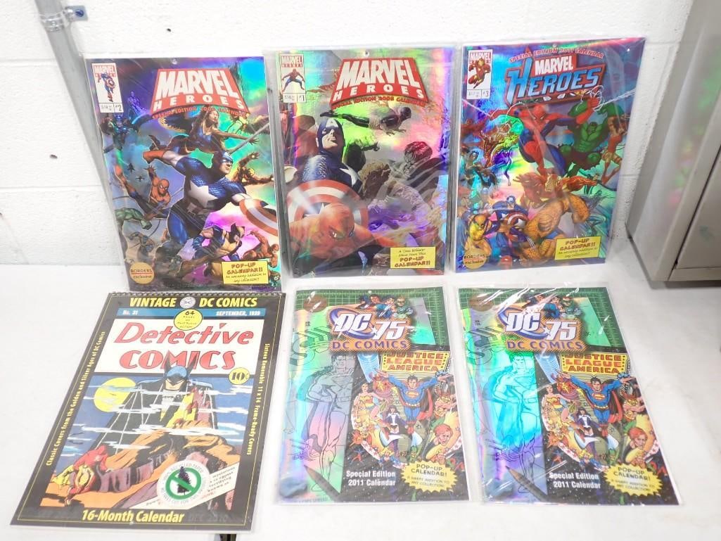 Comic Book Lot including Marvel Heroes, DC Comics 75, 16 Month Calendar (1 of 9)