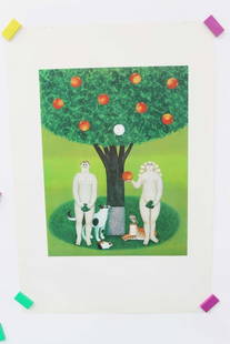 Jan Balet " Adam and Eve " Lithograph on Paper: Jan Balet " Adam and Eve " Lithograph on Paper Measure approx 25.25"x37" Live Auctioneers is now offering Live Shipping through them. This is an optional payment/shipping system. If y