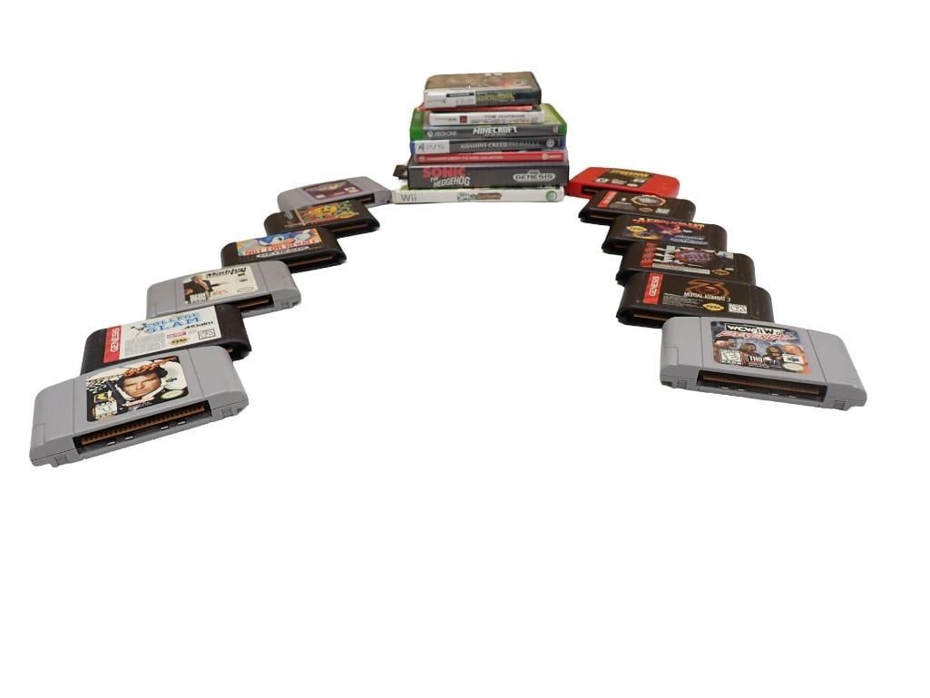 Video Game Lot including Nintendo 64, Sega Genesis, PlayStation 5, XBox One, etc. including 007, WCW (1 of 5)