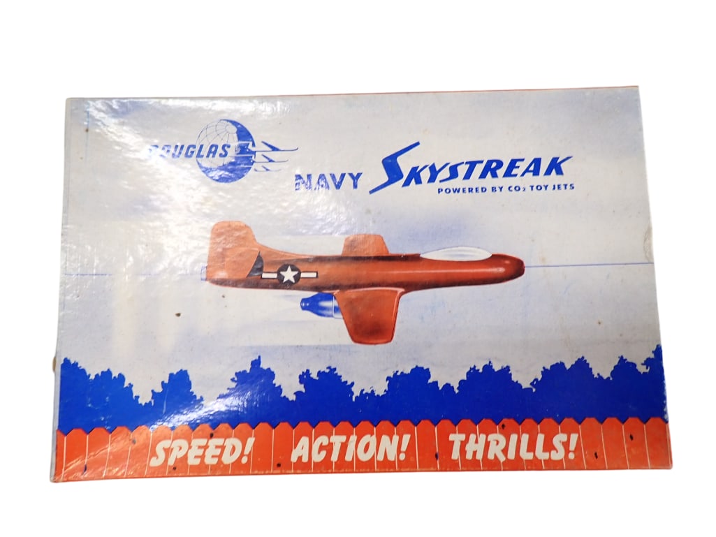 Vintage Douglas Navy Skystreak Airplane Toy in Original Box: Vintage Douglas Navy Skystreak Airplane Toy in Original Box Live Auctioneers is now offering Live Shipping through them. This is an optional payment/shipping system. If you would like to use the UPS S