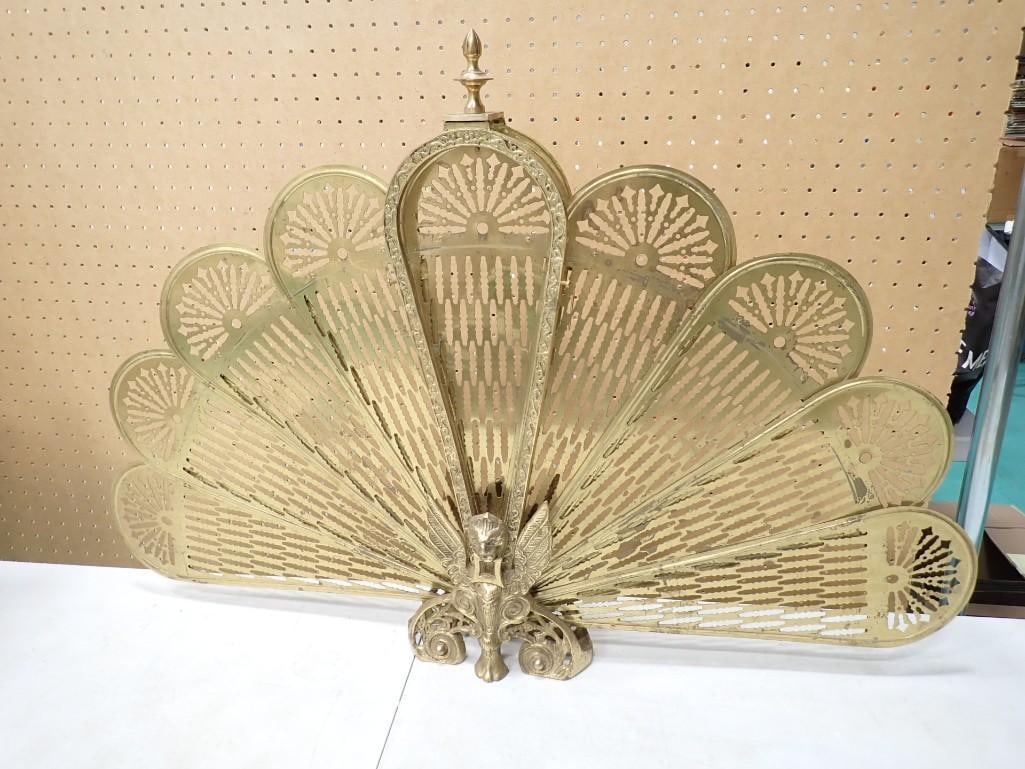 Vintage Brass Clam Shell Fireplace Screen (1 of 7)