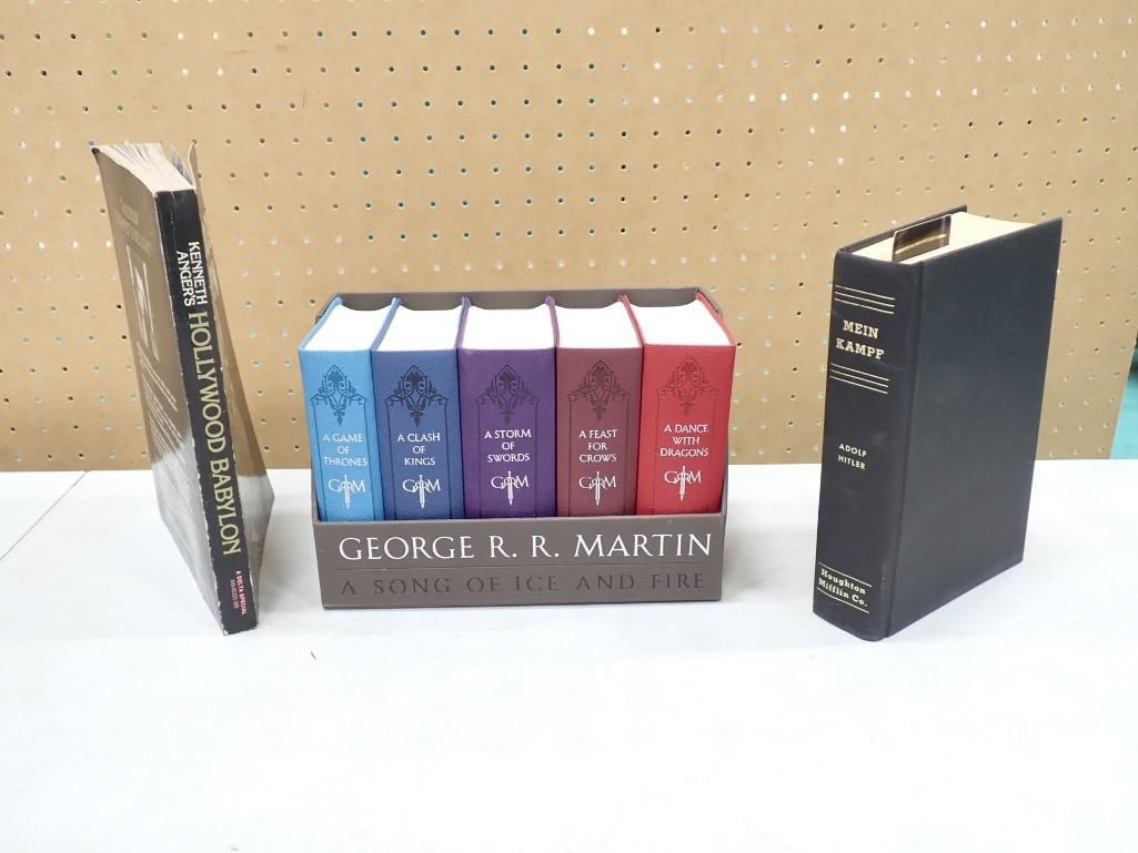 Book Lot including George R. R. Martin Box Set, Hollywood Babylon, Adolf Hitler Mein Kampf: Book Lot including George R. R. Martin Box Set, Hollywood Babylon, Adolf Hitler Mein Kampf Live Auctioneers is now offering Live Shipping through them. This is an optional payment/shipping system. If 