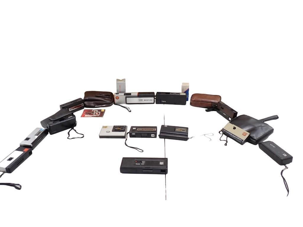 Lot of Vintage Cameras including 110, and Disk - some with cases: Lot of Vintage Cameras including 110, and Disk - some with cases Live Auctioneers is now offering Live Shipping through them. This is an optional payment/shipping system. If you would like to use the 