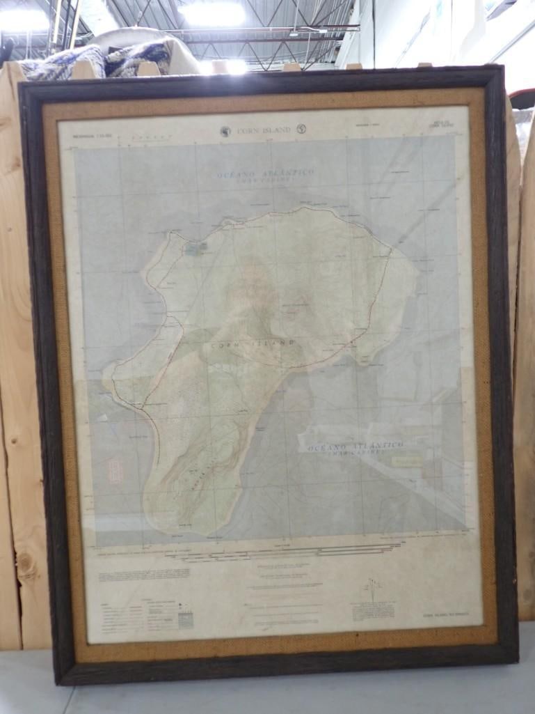 Vintage Framed Map - Corn Island Nicaragua 1960's (1 of 6)