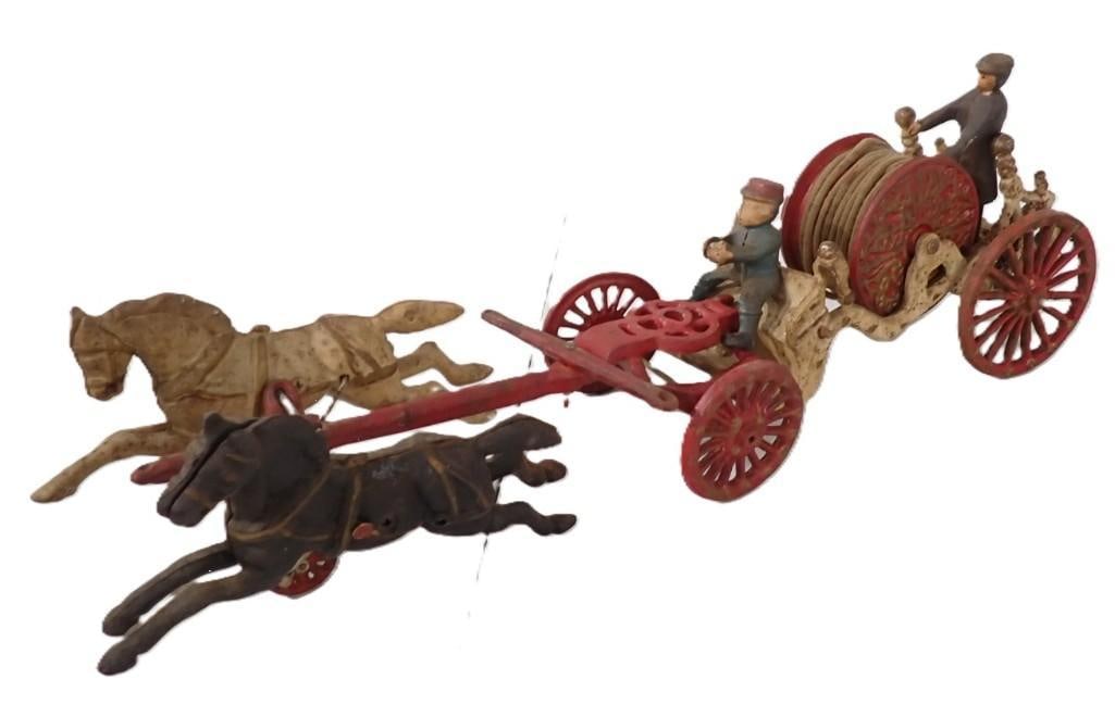 Vintage or Antique Cast Iron Hubley Horse Drawn Hose Reel: Vintage or Antique Cast Iron Hubley Horse Drawn Hose Reel Live Auctioneers is now offering Live Shipping through them. This is an optional payment/shipping system. If you would like to use the UPS St
