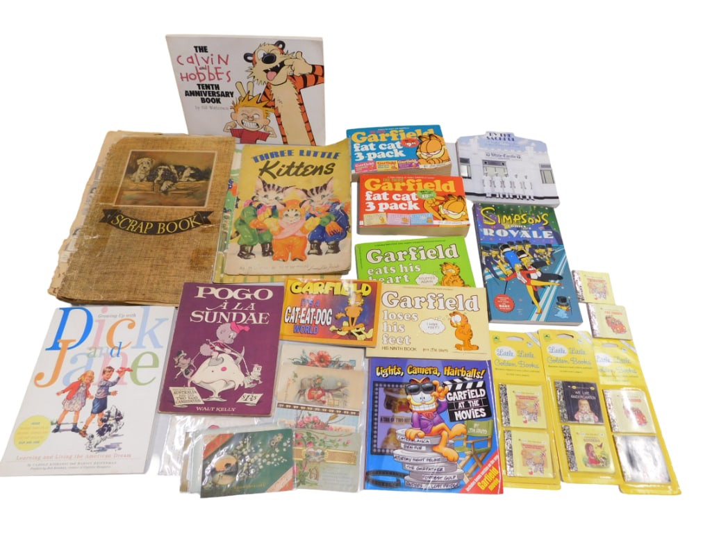 Vtg 1930-40s Scrapbook, Garfield, Pogo, Little Little Golden Books, Ephemera, Etc Lot (1 of 12)