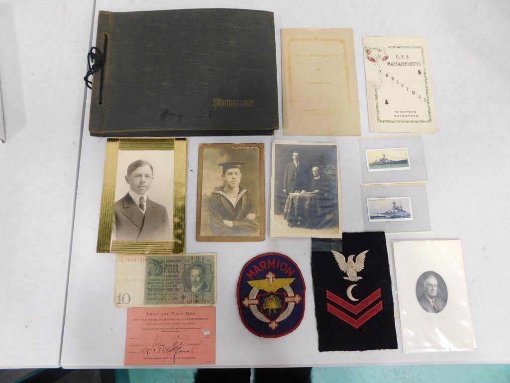 Vtg WWI Military Photo Scrapbook, Pictures, Ephemera Lot of 1 Person (1 of 15)