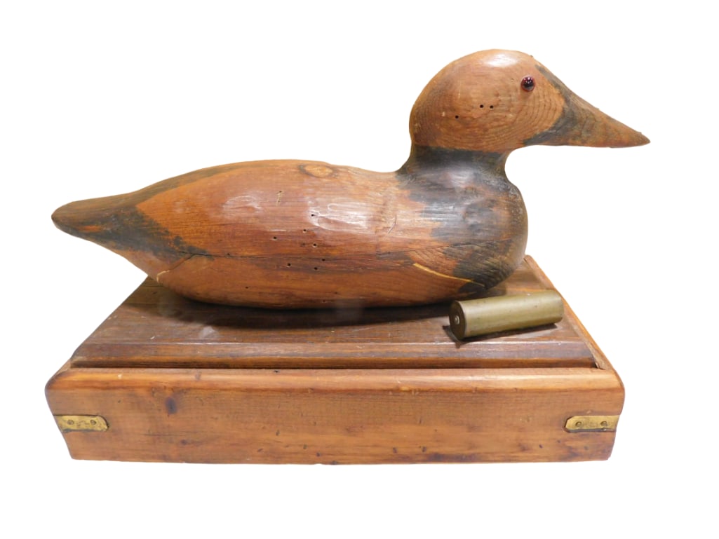 Carved Wood Duck Decoy Box: Carved Wood Duck Decoy Box Live Auctioneers is now offering Live Shipping through them. This is an optional payment/shipping system. If you would like to use the UPS Store as usual, please select 