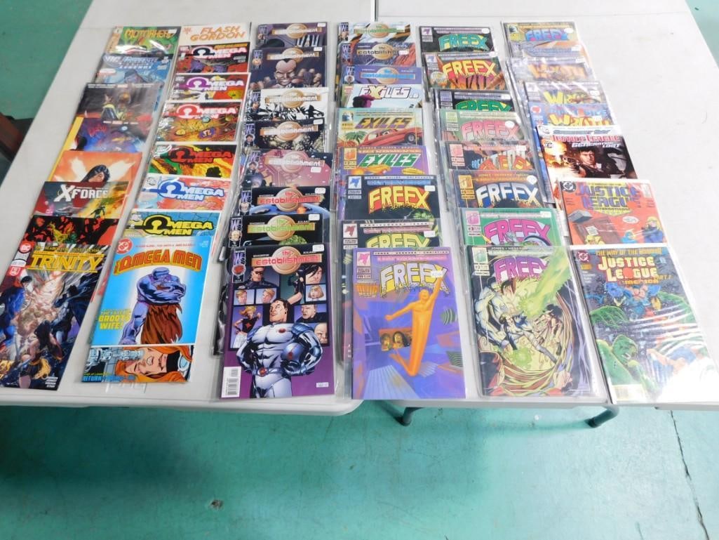 49 Comic Books incl DC Universe, X-Men, Omega Men, Justice League, FreeX, The Establishment, etc (1 of 5)