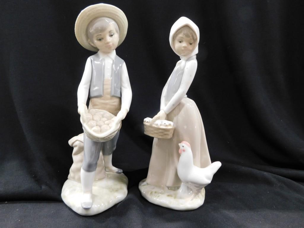 2 Zaphir by Lladro Porcelain Figurines incl Girl with Chicken and Boy with Basket (1 of 7)