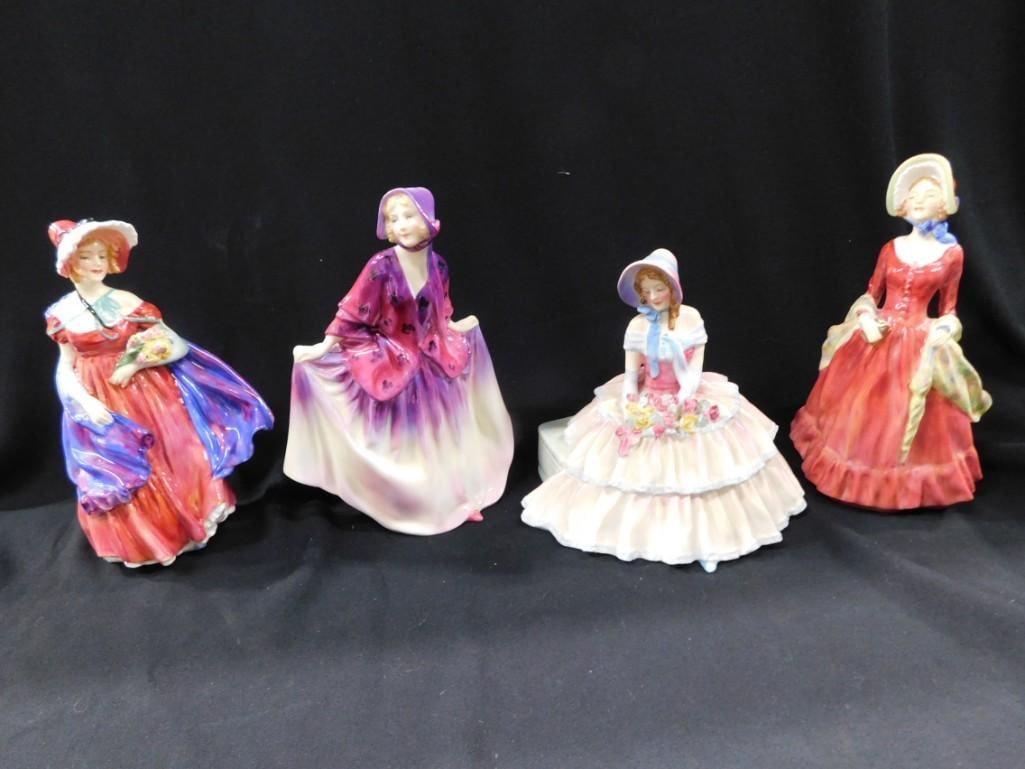 4 Royal Doulton Porcelain Figurines incl Lady April HN 1958, Sweet Anne HN 1496, (1 of 12)