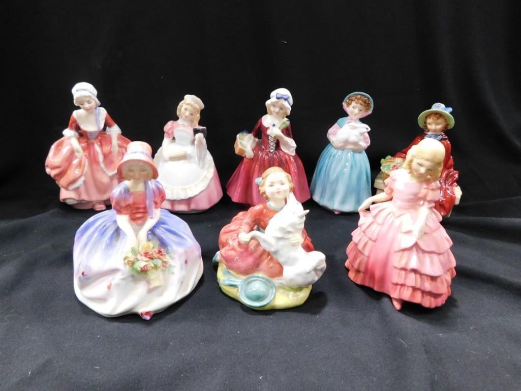 8 Royal Doulton Porcelain Figurines incl Goody Two Shoes HN 2037 Copr 1939, Cookies HN 2218 Copr 195 (1 of 10)
