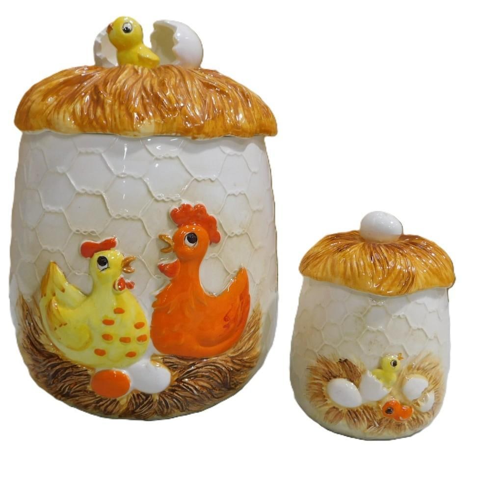 1978 Japan Sears "Chicken Little Canisters, Small and Large: 1978 Japan Sears "Chicken Little Canisters, Small and Large 10x7x7" Live Auctioneers is now offering Live Shipping through them.? This is an optional payment/shipping system.? If you would lik
