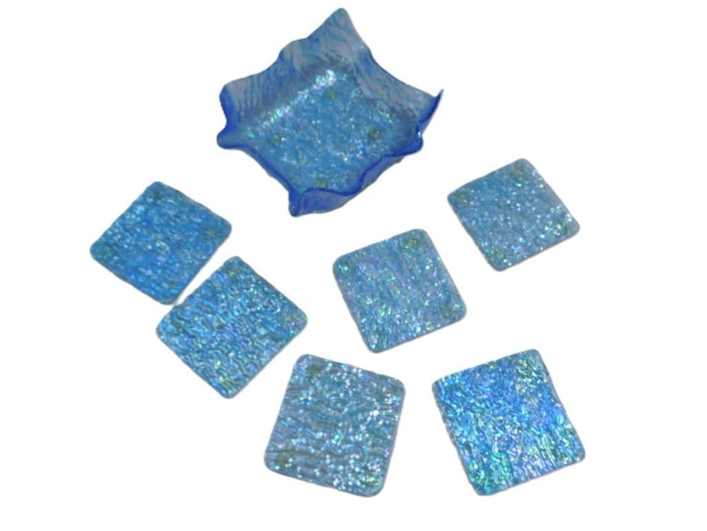 Dichroic Glass Nut / Candy Dish with Matching Coasters - 7 pieces (1 of 3)