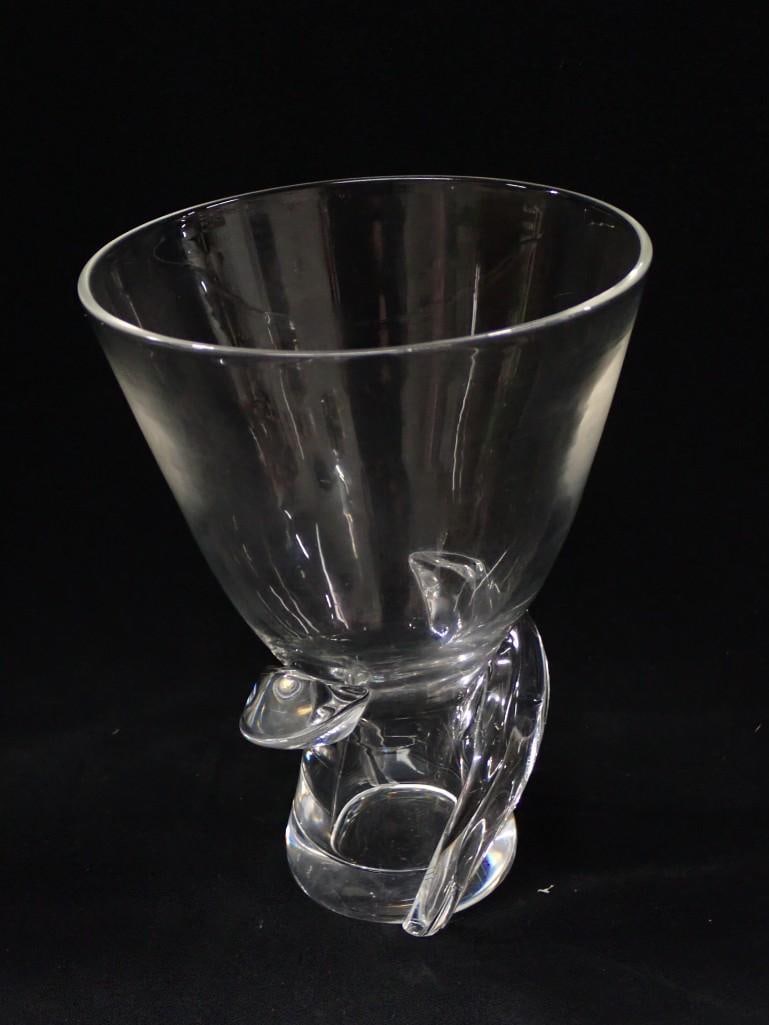 Steuben Crystal Vase Pollard Swirl Base Signed Steuben on the Bottom 6 1/2" Tall (1 of 5)