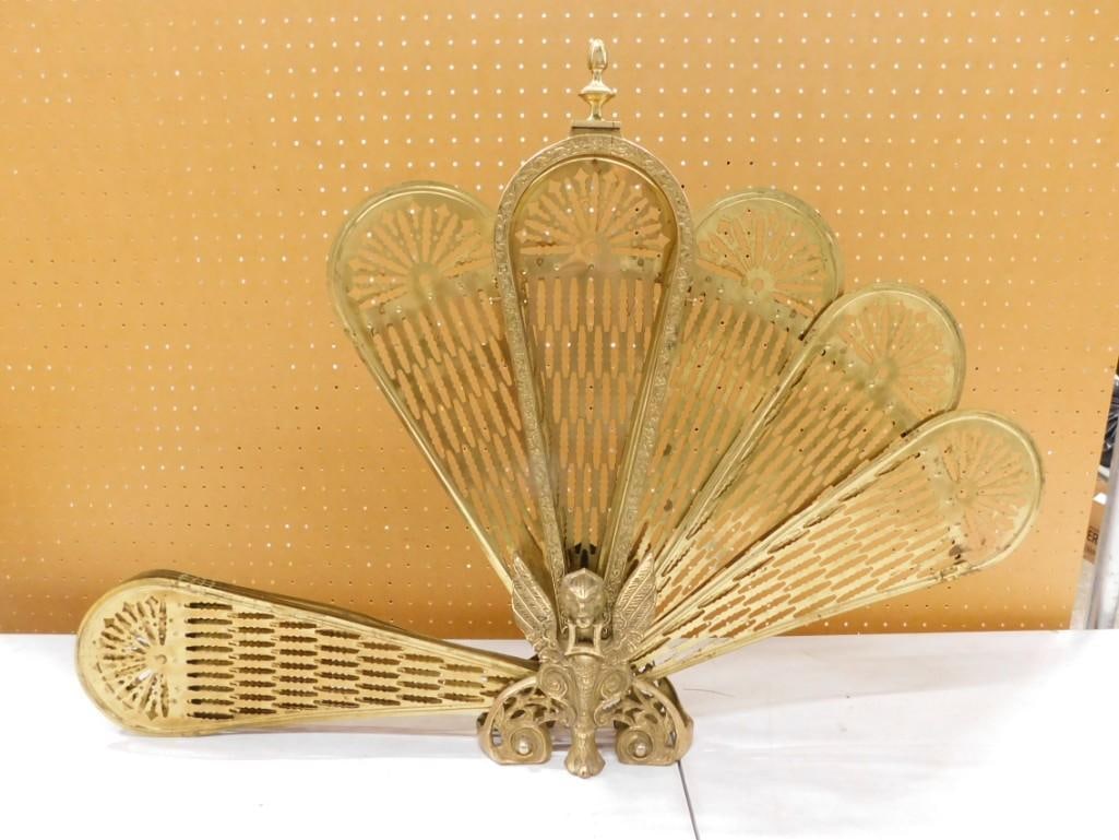 Vintage Brass Peacock Fireplace Screen (1 of 7)