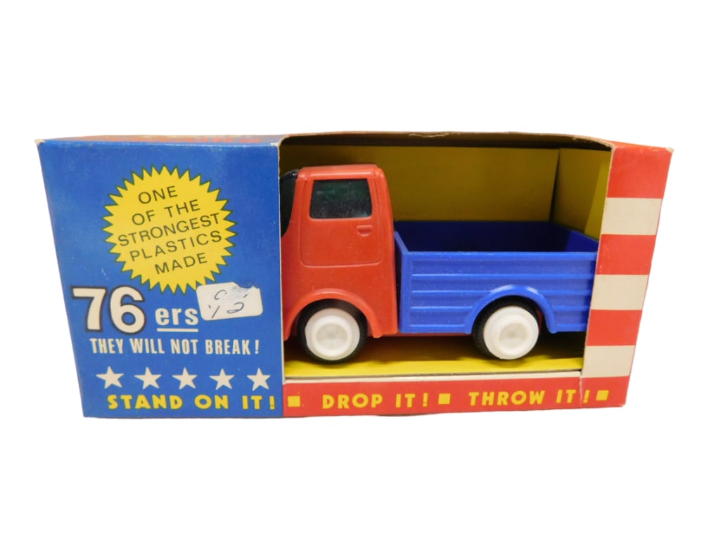 Vintage Marx 76ers Toy Truck NOS New Old Stock: Vintage Marx 76ers Toy Truck NOS New Old Stock .? Box says "Virtually Unbreakables" "One of the Strongest Plastics Made" Live Auctioneers is now offering Live Shipping through them. T