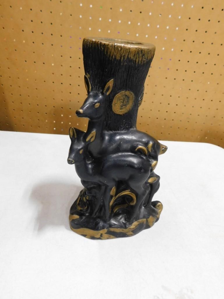 Large Vintage Chalkware Vase - Deer Design (1 of 3)