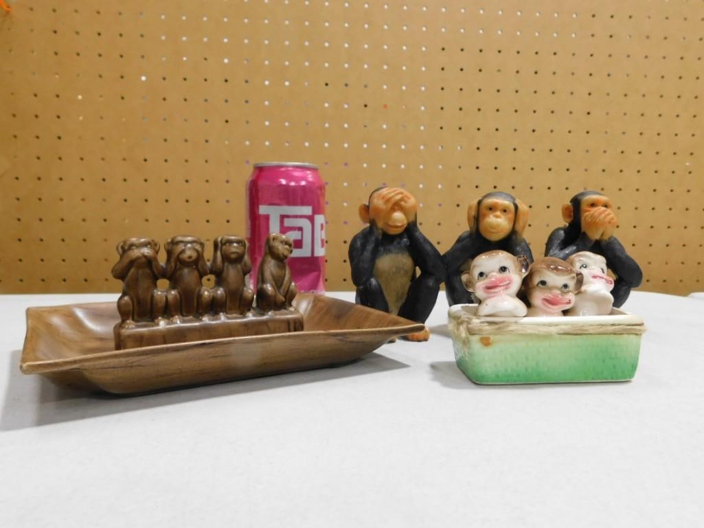 See no Evil, Hear no Evil, Speak no Evil Monkeys and other Monkey Figurines (1 of 3)