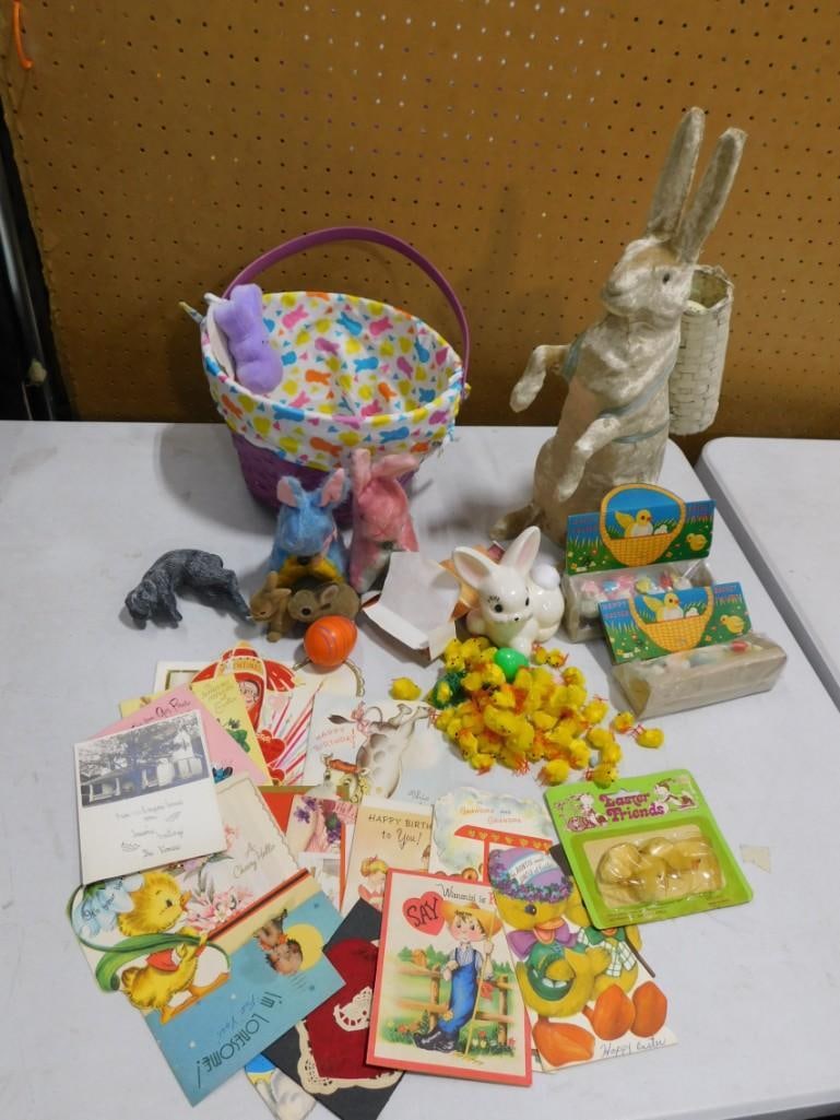 Easter Lot including Basket, Bunnies, Chickens, Greeting Cards, Vintage, etc. (1 of 8)