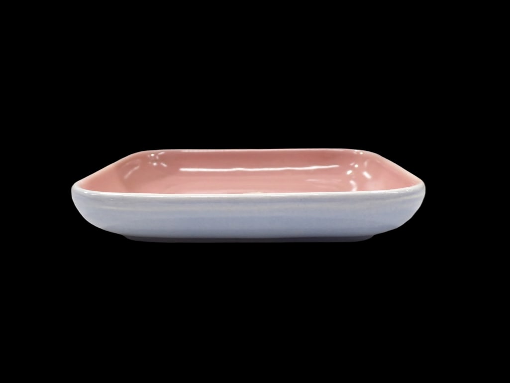 Vintage Red Wing Pottery 1037 Pink and Gray Square Bowl or Dish (1 of 9)