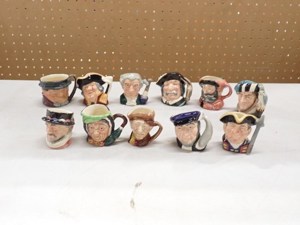 11 Small Royal Doulton Toby Mugs or Jugs incl Capt Ahab, Guardsman, Sancho Panca D 6518 (1 of 15)