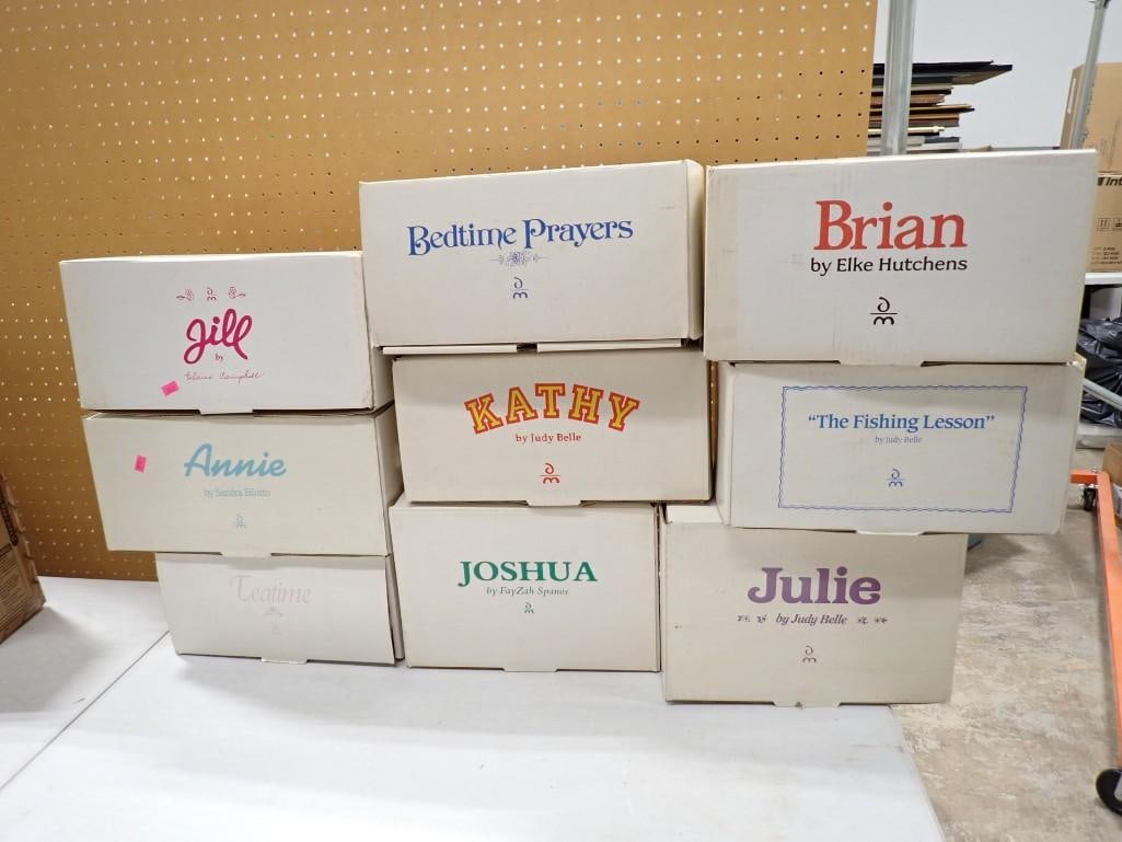 Lot of 9 Danbury Mint Dolls with boxes including Jill, Brian, Kathy, Annie, Teatime, Julie, Joshua, (1 of 9)