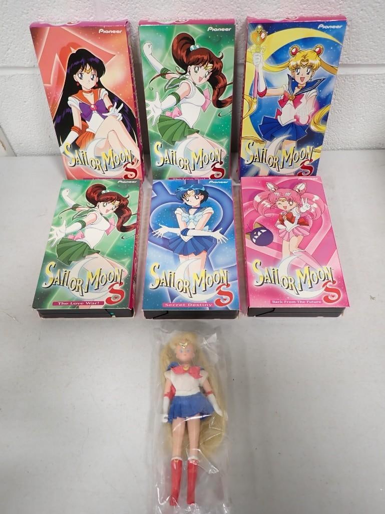 Sailor Moon Doll and 6 Sailor Moon VHS Tapes (1 of 5)