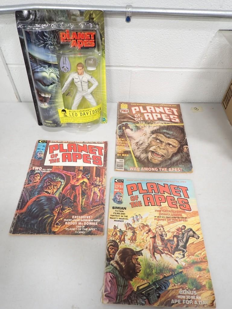 3 Vintage Planet of the Apes Comic Books and a Planet of the Apes Major/Comandante Leo Davidson Figu: 3 Vintage Planet of the Apes Comic Books and a Planet of the Apes Major/Comandante Leo Davidson Figure New in Package Live Auctioneers is now offering Live Shipping through them. This is an optional p