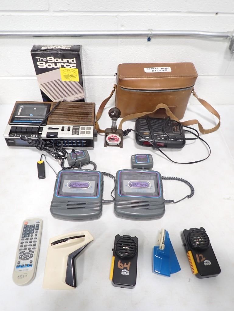 Vintage Electronics Lot including Cassette Players, Alarm Clocks, Class Act Locker Message Machines (1 of 9)