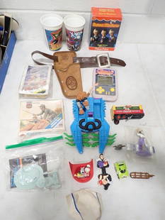 Misc. Toy Lot including Fisher-Price Magic Tricks, X-Men Pizza Hut, Holster, Electric Handheld Game,: Misc. Toy Lot including Fisher-Price Magic Tricks, X-Men Pizza Hut, Holster, Electric Handheld Game, Jetsons, Star Trek, Teenage Mutant Ninja Turtles, etc. Live Auctioneers is now offering Live Shipp