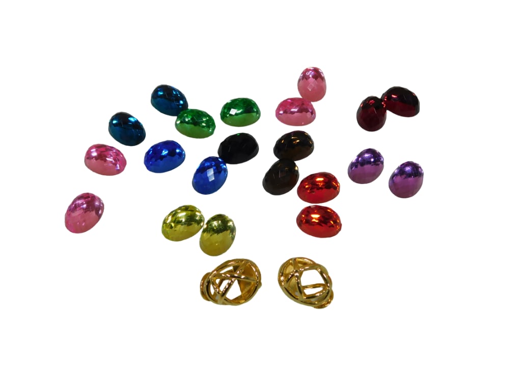 Joan RIvers Earrings; one pair of goldtone metal caged earclips with eleven pairs of multi-colored f (1 of 5)