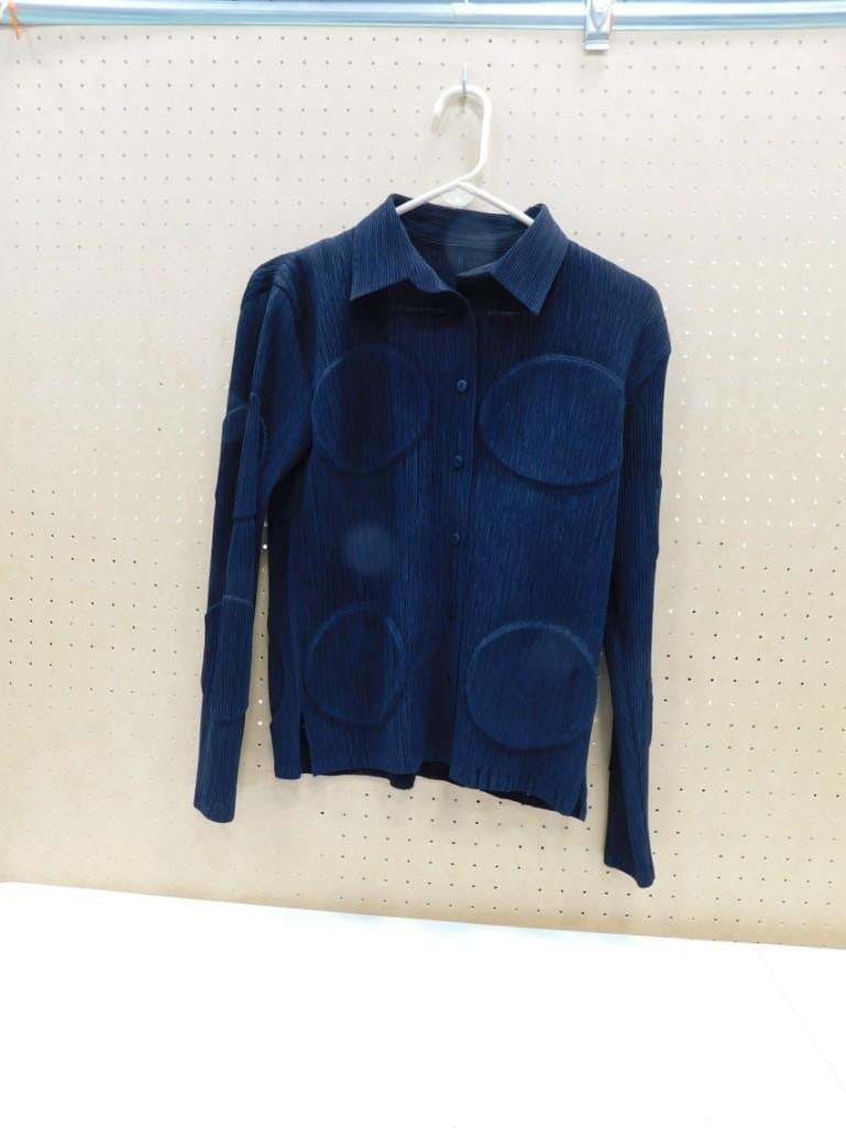 Issey Miyake "Pleats Please" blouse; Black polyester pleated blouse, size 3, Number IM40-FJ224" (ins (1 of 3)