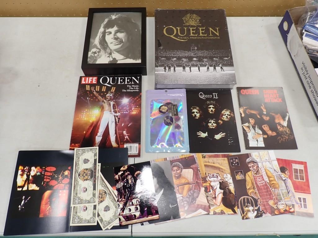 Freddie Mercury / Queen Lot including Photo Book, Ephemera, Magazine, etc.: Freddie Mercury / Queen Lot including Photo Book, Ephemera, Magazine, etc. Live Auctioneers is now offering Live Shipping through them. This is an optional payment/shipping system. If you would like t