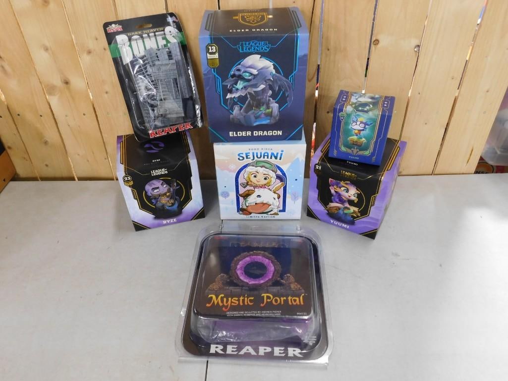 Toy Lot including League of Legends, Reaper Dark Heavan Bones, Poro Rider Sejuani, Mystic Portal,: Toy Lot including League of Legends, Reaper Dark Heavan Bones, Poro Rider Sejuani, Mystic Portal, etc.