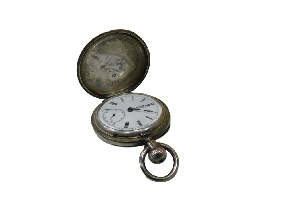 Russian Taber Type .800 silver pocket watch. Exterior of case is engraved within a shield cartouche (1 of 6)