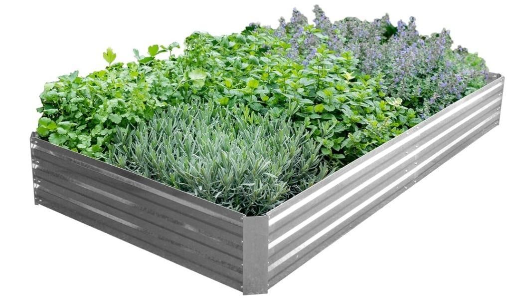 Two Galvanized Raised Garden Bed s- Roughly 8x4x1 foot each - New in Package: Two Galvanized Raised Garden Bed s- Roughly 8x4x1 foot each - New in Package - should look similar to the first picture, but without the plants. One box has two inside Live Auctioneers is now offering