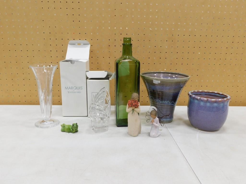 Home Decor incl Waterford Marquis Crystal Vase, Mikasa Vase, Signed Pottery, Figurines, etc (1 of 5)