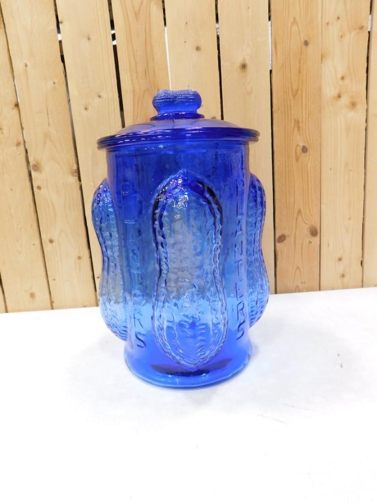 Vintage Planters Peanut Jar Cobalt Blue Glass (1 of 6)